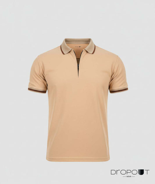Beige Dropoutwear cotton polo – timeless urban fashion