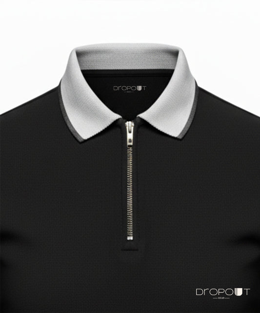Black Bold men’s V-neck polo – clean design from Dropoutwear