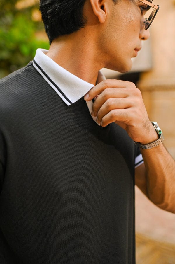 V Neck Polo (Black)