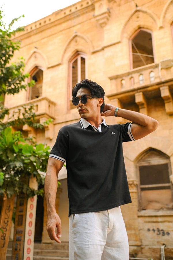 V Neck Polo (Black)