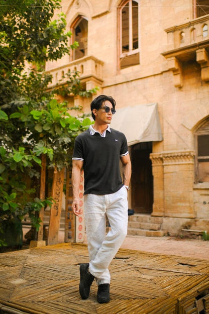 V Neck Polo (Black)
